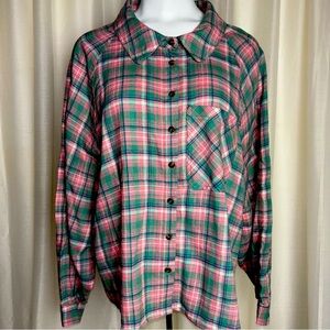 Arula Plaid Flannel Button Down Top